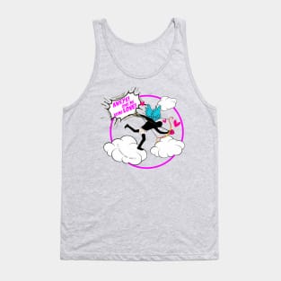 Valentine's Day Lovers Cupid Cartoon | Pink & Red Comic Book Style Tank Top